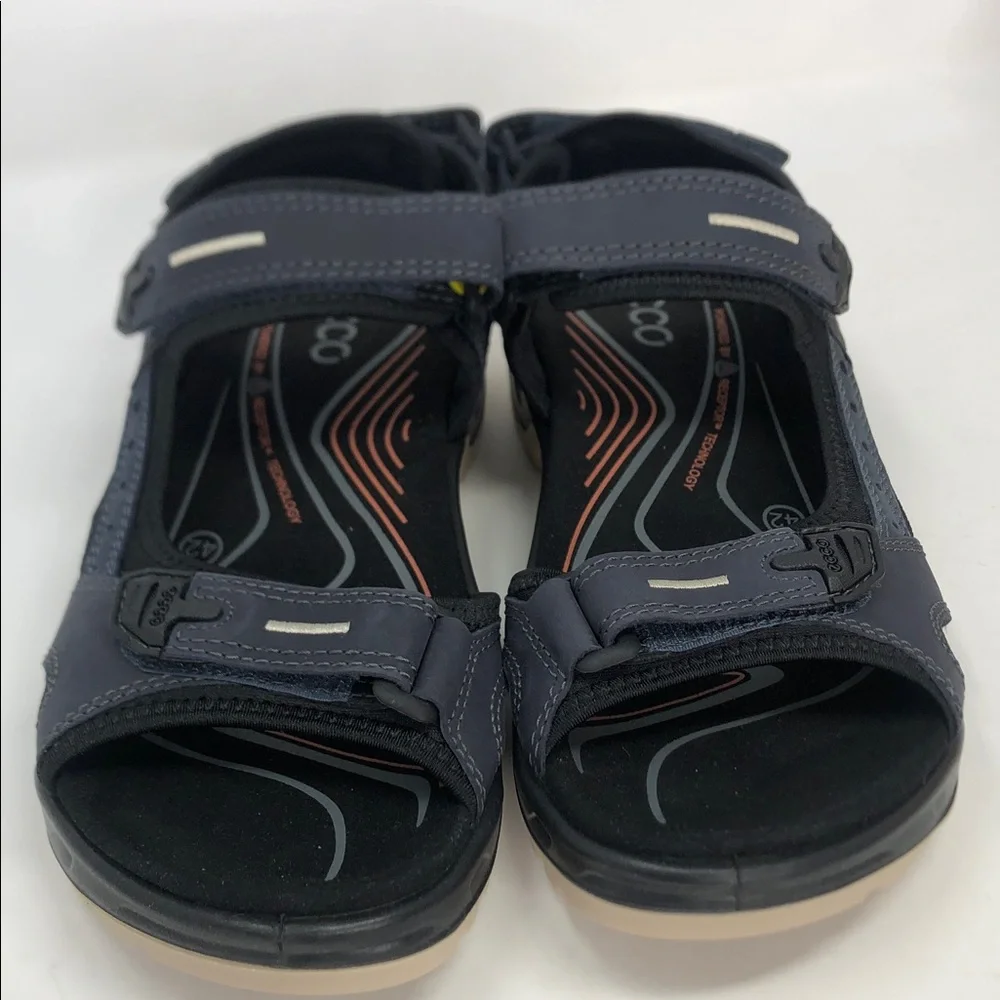 Ecco Offroad Yucatán Men’s Black Blue Cream Hiking Sandals - Size 8-8.5